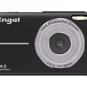 Cámara - Engel EC 2400 B, 8 MP (hasta 44MP interpolados), FHD, Digital, Compacta, Apertura de F/2.2, 16x Zoom, Pantalla 2.4", Negro
